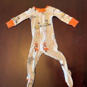 The Beaufort Bonnet Company Orange and White Animal Print Footie